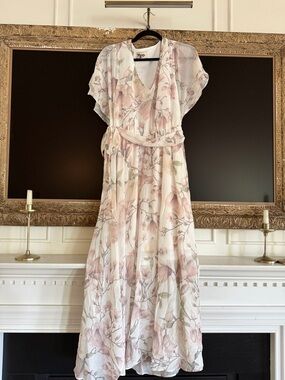 Show Me Your MuMu Pale Pink Floral Chiffon Maxi Dress